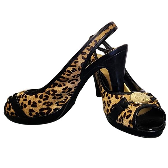 AK Anne Klein Women Shoes, iFlex Cheetah Print Fur Slingback Peep Toe Pumps 7.5 - Picture 9 of 10